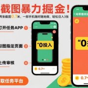 手机截图暴力掘金,两张截图0.7米,一部手机就能做,轻松日入3张【揭秘】