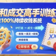 带你成为IP和成交高手的训练营,打造100%持续收钱系统