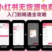 小红书无货源电商，入门到精通，开店+选品+笔记+剪辑+赛道+内容