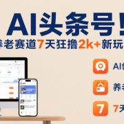 AI头条号，7天狂撸2k+，做养老赛道，新风口新玩法