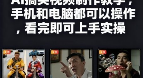 快手27W粉丝博主AI搞笑视频制作教学,手机和电脑都可以操作,看完即可上手实操