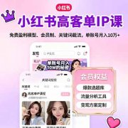 小红书高客单IP课,免费盈利模型、会员制、关键词截流,单账号月入10万+
