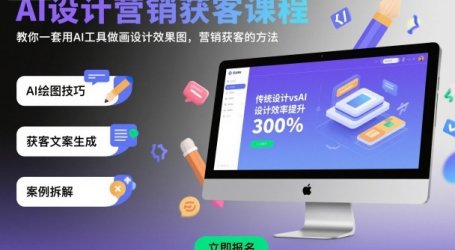AI设计营销获客课程,教你一套用AI工具做画设计效果图,营销获客的方法