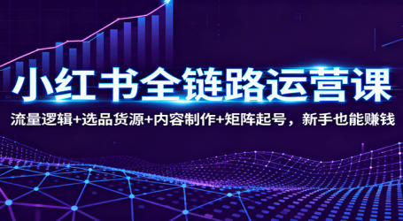 小红书全链路运营课：流量逻辑+选品货源+内容制作+矩阵起号，新手也能赚钱
