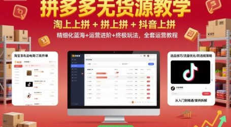拼多多无货源教学，淘上拼+拼上拼+抖上拼，精细化蓝海+运营进阶+终极玩法，全套运营教程