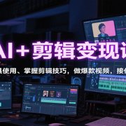 AI+剪辑变现课:学AI工具使用、掌握剪辑技巧,做爆款视频,接任务带货