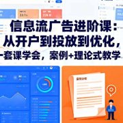 信息流广告进阶课:从开户到投放到优化,一套课学会,案例+理论式教学