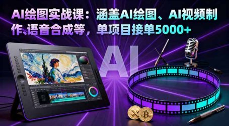 AI绘图实战课:涵盖AI绘图、AI视频制作、语音合成等,单项目接单5000+