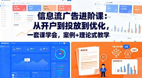 信息流广告进阶课：从开户到投放到优化，一套课学会，案例+理论式教学