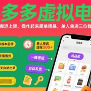 拼多多虚拟电商，门槛低，搬运上架，操作起来简单粗暴，单人单店三位数，可矩阵