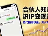 合伙人知识IP变现课，微信生态,内容创作与爆款打造,全网引流，新手月入2w+