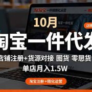 淘宝一件代发精细化运营-10月：店铺注册+货源对接+零囤货，单店月入1.5w