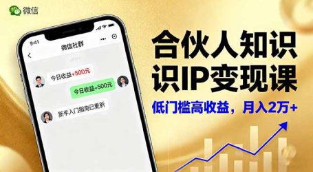 合伙人知识IP变现课,微信生态,内容创作与爆款打造,全网引流,新手月入2w+