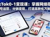 TikTok0-1变现课：掌握网络搭建、账号运营、分销变现，打造高转化万粉号