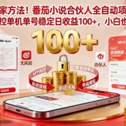 独家方法!番茄小说合伙人全自动挂G项目,无风控单机单号稳定日收益100+,小白也能做【揭秘】