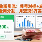 抖音创业粉引流:养号对标+文案钩子+全网分发,月变现5万实战
