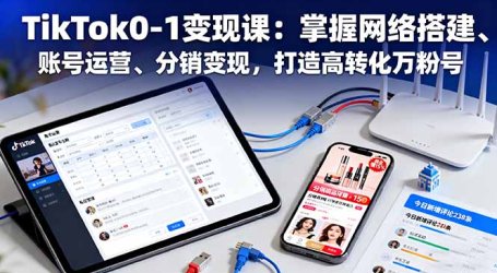 TikTok0-1变现课：掌握网络搭建、账号运营、分销变现，打造高转化万粉号