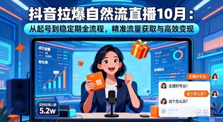 抖音拉爆自然流直播10月：从起号到稳定期全流程，精准流量获取与高效变现