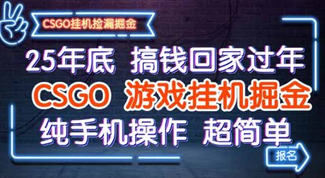 25年底搞钱回家过年，CSGO游戏挂机掘金，纯手机操作超简单