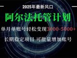 阿尔法托管计划 单账号月入3000-5000，长期稳定项目，新手小白轻松上手。