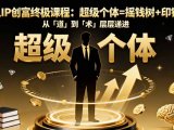 个人IP创富终极课程：超级个体=摇钱树+印钞机，从「道」到「术」层层递进
