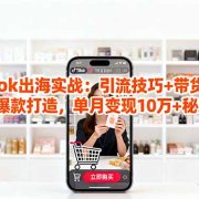 「TikTok出海实战」引流技巧+带货模式+爆款打造,单月变现10万+秘籍