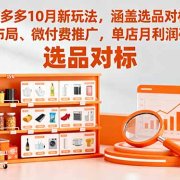 拼多多10月新玩法，涵盖选品对标、链接布局、微付费推广，单店月利润破5万