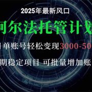 阿尔法托管计划 单账号月入3000-5000，长期稳定项目，新手小白轻松上手。