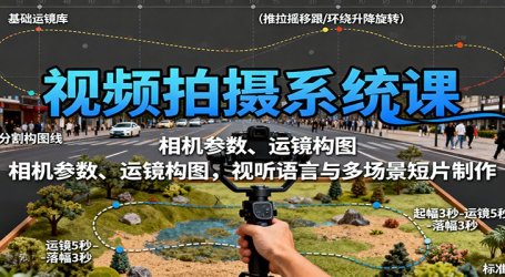 视频拍摄系统课:相机参数、运镜构图,视听语言与多场景短片制作