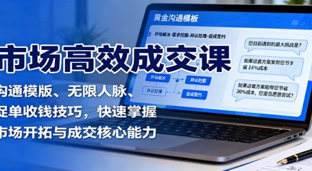 市场高效成交课：沟通模版、无限人脉、促单收钱技巧，快速掌握市场开拓与成交核心能力