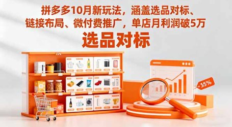 拼多多10月新玩法，涵盖选品对标、链接布局、微付费推广，单店月利润破5万