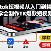 Tiktok短视频从入门到精通，学会制作TK爆款短视频