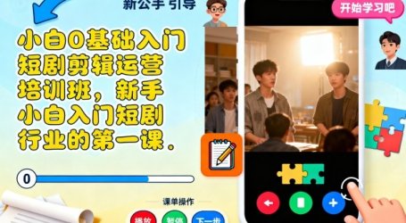 小白0基础入门短剧剪辑运营培训班，新手小白入门短剧行业的第一课