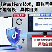 最新抖音转移sm技术，原账号需要能登陆才能替换，具体自测