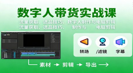 数字人变现实战课:流量获取、选品技巧、数字人制作与电脑剪辑
