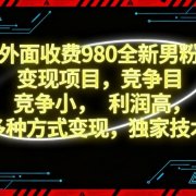 外面收费980全新男粉变现项目,竞争小,利润高,多种方式变现,独家技术