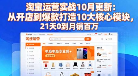 淘宝运营实战10月更新：从开店到爆款打造10大核心模块，21天0到月销百万