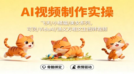 AI视频制作实操,飞天/小橘猫/美女系列,可灵/ViduAl/通义万相文生图转视频