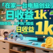 在家一台电脑创业,小游戏赛道,项目稳定,上手快门槛低,日收益1k+【揭秘】