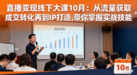 直播变现线下大课10月：从流量获取到成交转化再到IP打造,带你掌握实战技能