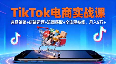 TikTok电商实战课10月,选品策略+店铺运营+流量获取+全流程技能,月入5万+
