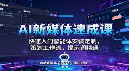 AI新媒体速成课：快速入门智能体安装定制，策划工作流，提示词精通
