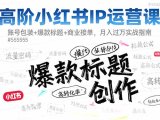 高阶小红书IP运营课:账号包装+爆款标题+商业接单,月入过万实战指南