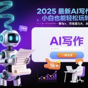 2025最新AI写作项目，小白也能轻松玩转，一单1k+，市场潜力大，永久可做