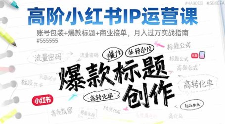 高阶小红书IP运营课:账号包装+爆款标题+商业接单,月入过万实战指南