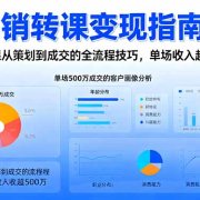 销转课变现指南：公开课从策划到成交的全流程技巧，单场收入超500万