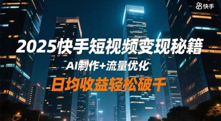 2025快手短视频变现秘籍，AI制作+流量优化，日均收益轻松破千