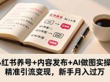 小红书养号+内容发布+AI做图实操，精准引流变现，新手月入过万