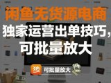 闲鱼无货源电商,独家运营出单技巧,可批量放大