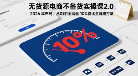 无货源电商不备货实操课2.0，2026年布局，从0到1全网最低10%费比全链路打法【更新中】